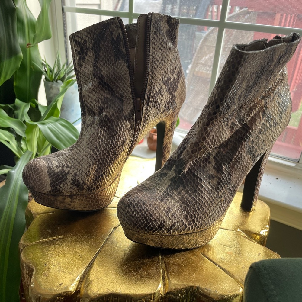 Snake Print Ankle Boots